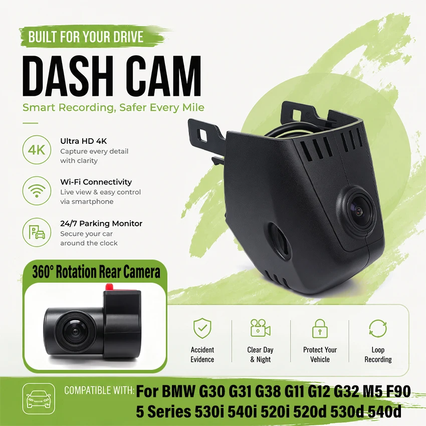 Car DVR 4K Dash Cam Camera For BMW 2017-2023 G30 G31 G38 G11 G12 G32 M5 F90 5 Series 530i 540i 520i 520d 530d 540d (Model A/B)