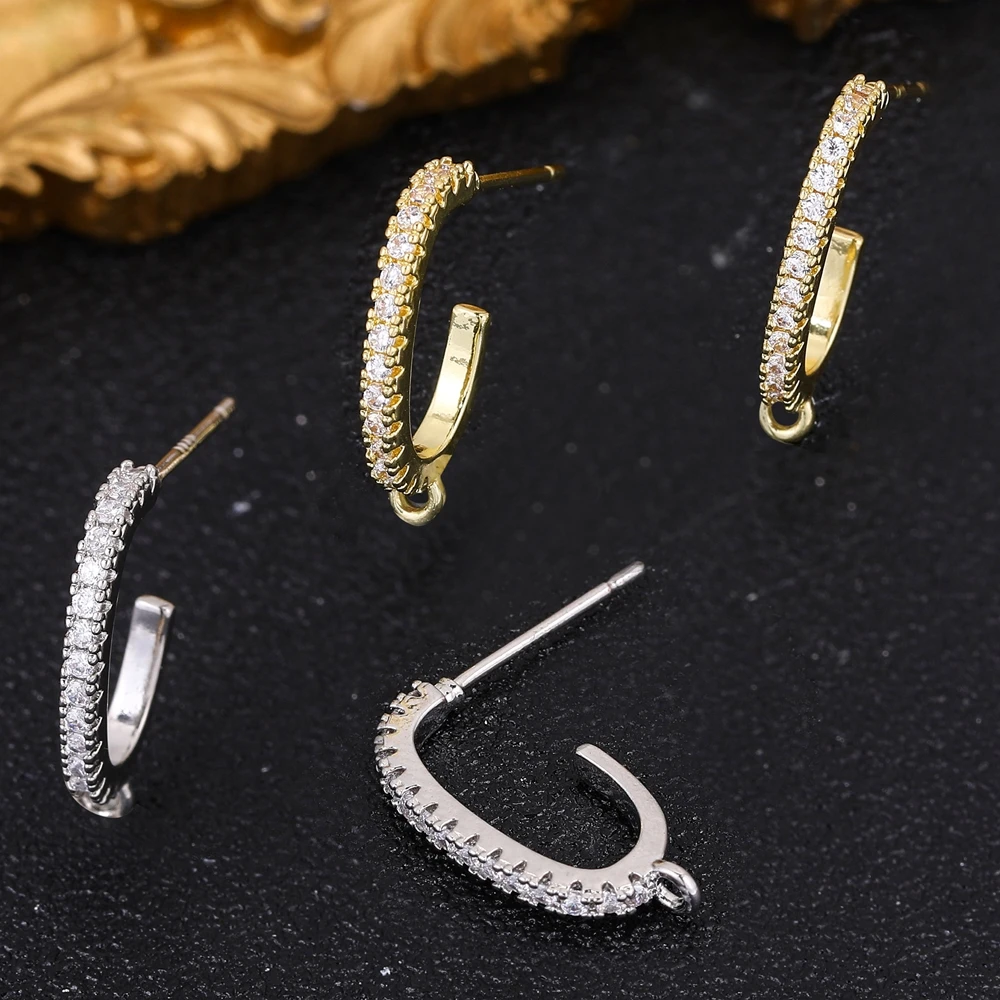 Juya 8Pcs/Lot Wholesale Gold Silver Plated DIY Earring Hooks Accessories For Needlework Dangle Ear Wire Jewelry Making Supplies