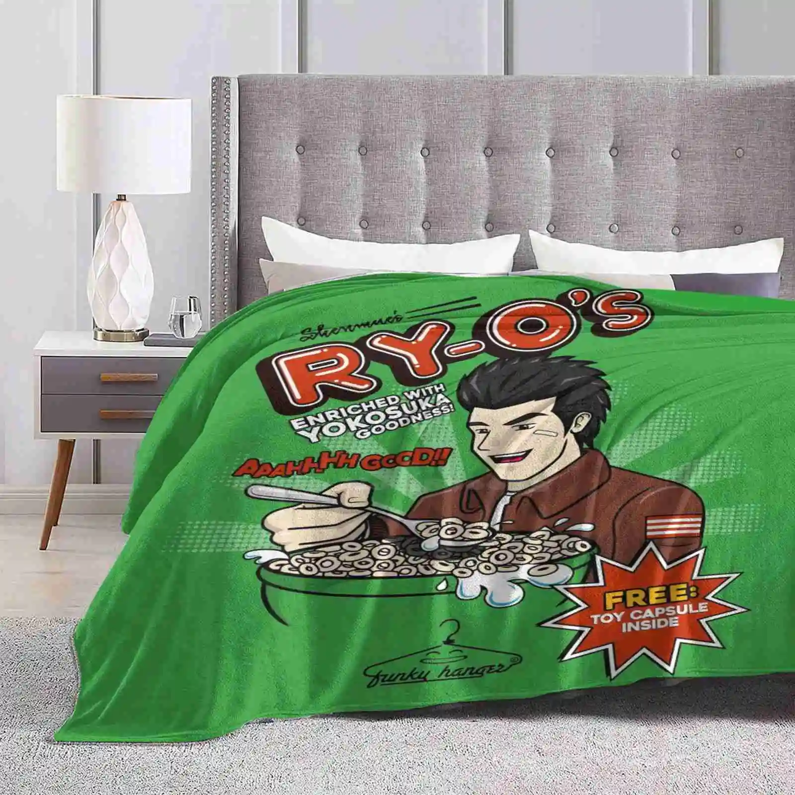 Ryo-Os Cereal! Four Seasons Comfortable Warm Soft Throw Blanket Shenmue Cereal Ryo Hazuki Kawaii Retro Funkyhanger Japan