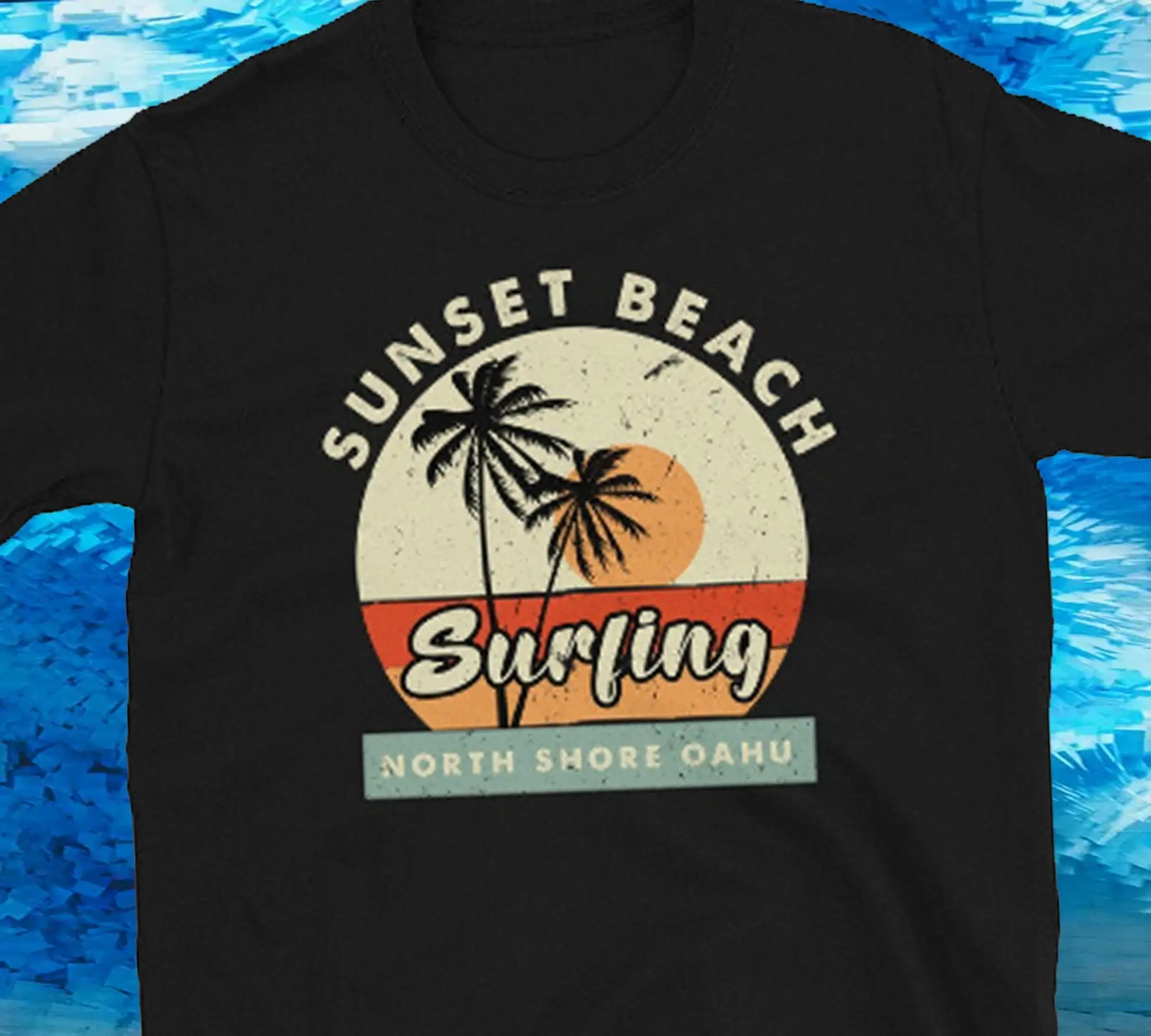 Sunset Beach Surfing T Shirt North Shore Oahu Hawaii