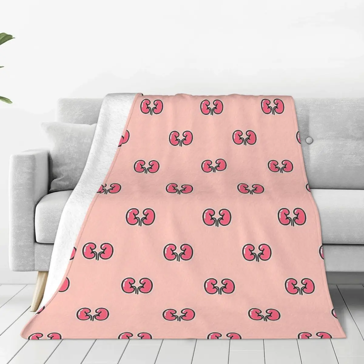 Kidneys Seamless Doodle Pattern, Vector Illustration Blankets Flannel Warm Throw Blankets For Home Office Throws Bedspread Quilt