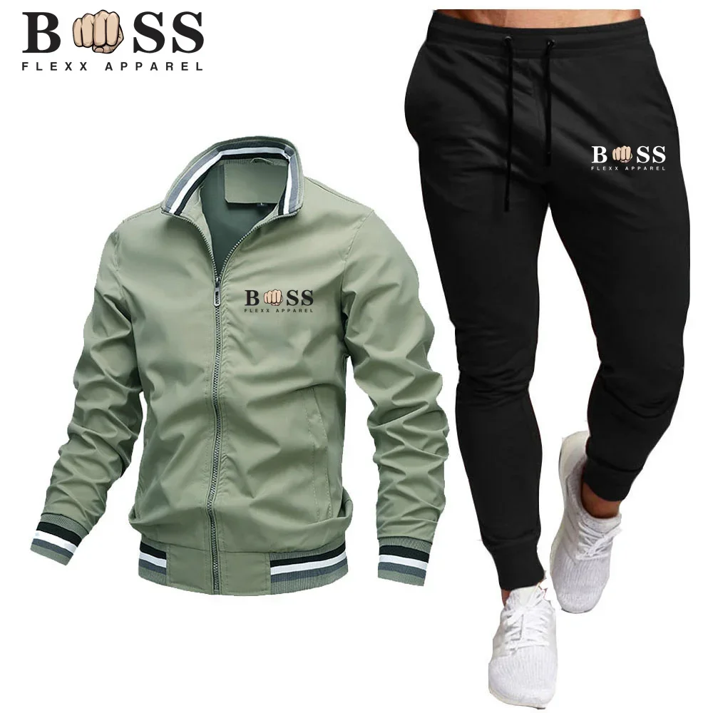 2024 Spring Autumn New Men\'s Sportswear Set Zipper Jacket+Pants 2-piece Set for Men\'s Fashion Casual Jogging Sportswear Suit