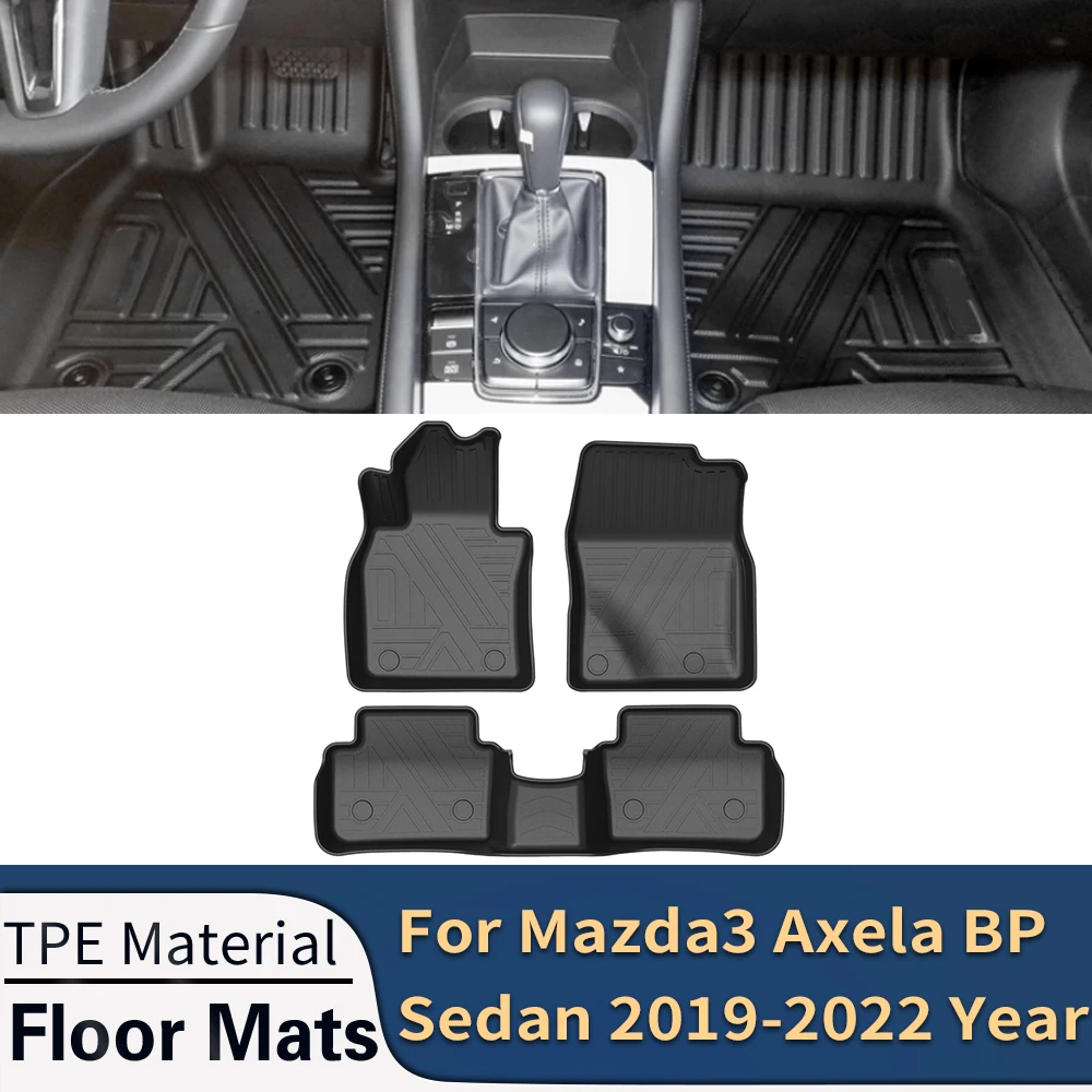 For Mazda 3 Axela BM BN BP Sedan 2010-2023 Mazda3 Auto Car Floor Mats All-Weather TPE Foot Pad Waterproof Interior Accessories