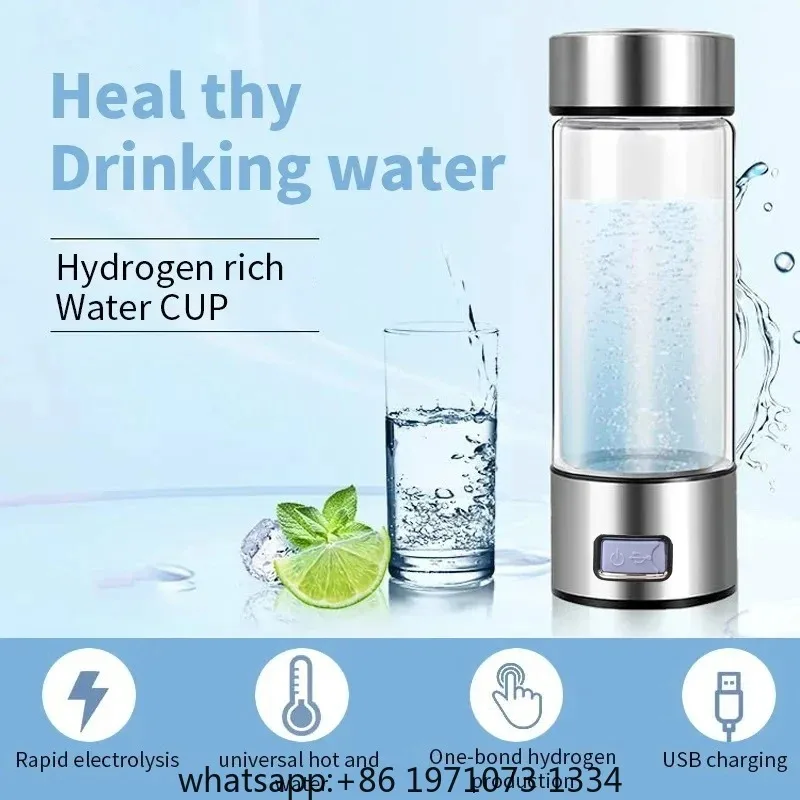 Hydrogen Rich Water Generator Bottle Titanium Quality Filter Portable Antioxidant Lonizer 420ml