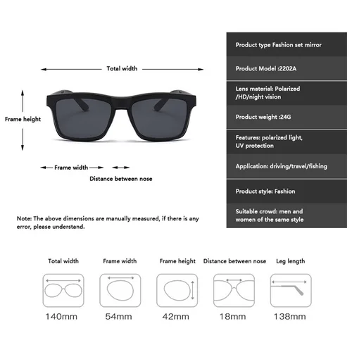 Imagen 2 del producto Clip magnético para gafas de sol y montura de gafas ópticas 6 en 1, conjunto de gafas multiusos polarizadas o de visión nocturna para hombres y mujeres 2202