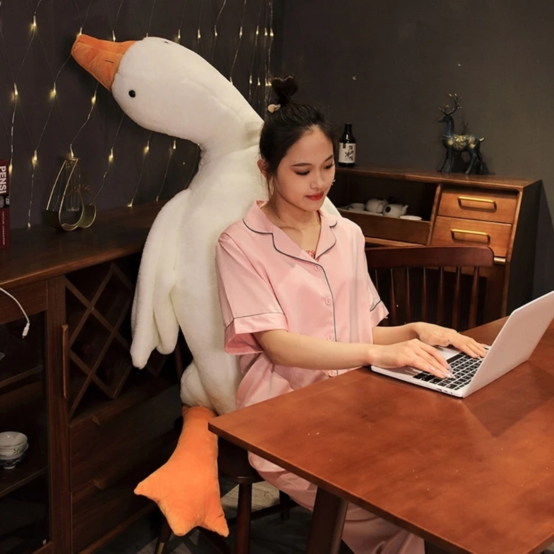  Large Geese Plush Pillow Stuffed Animals Cuddle Toy Animal Doll for Car Couch Decoration with Washable Removable Cover