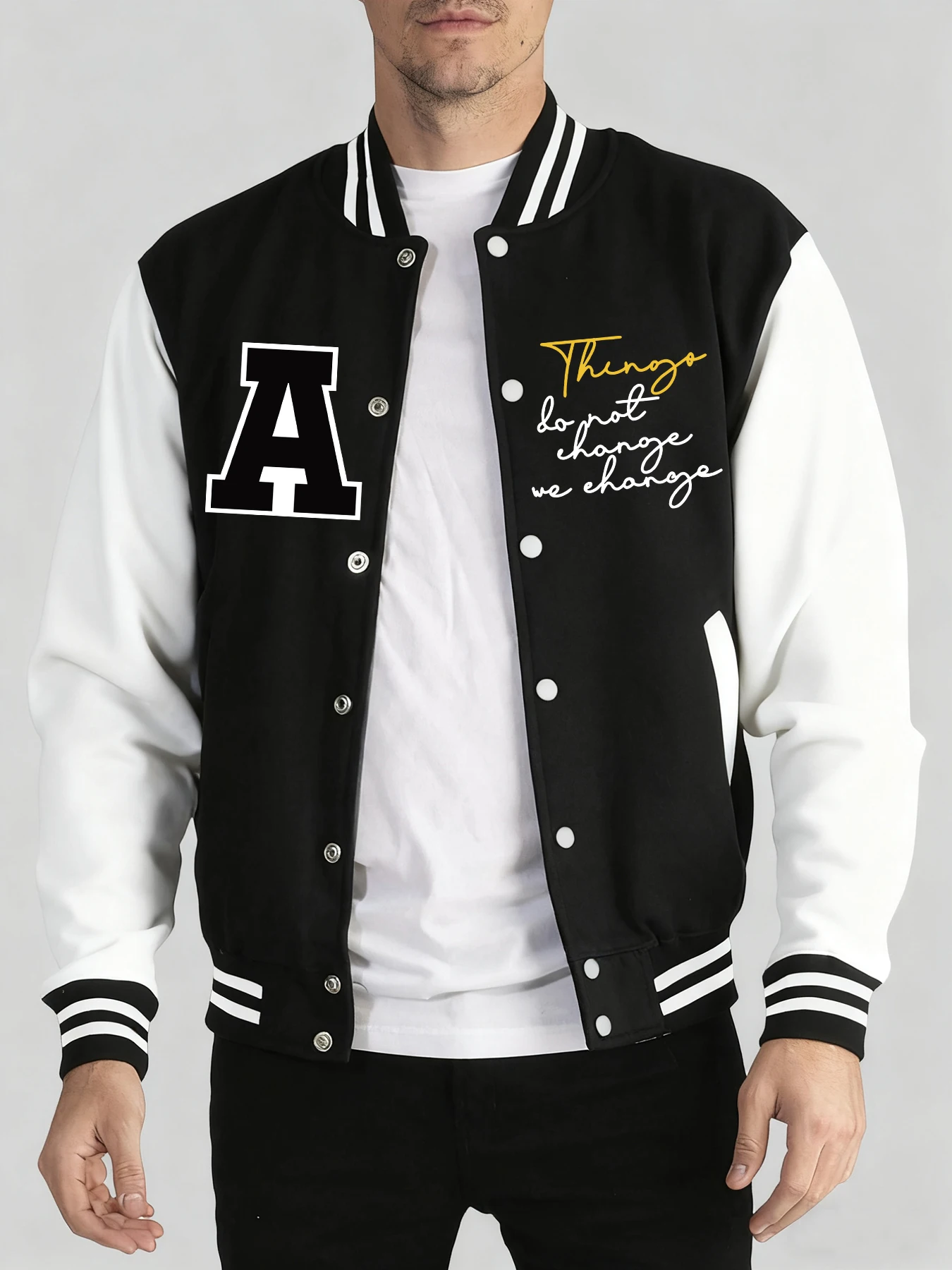 

Handwriting Font Creative Printing Men Fashion New Street Jackets Warm Basics Tops Autumn Winter Baseball Uniform Casual Clothes
