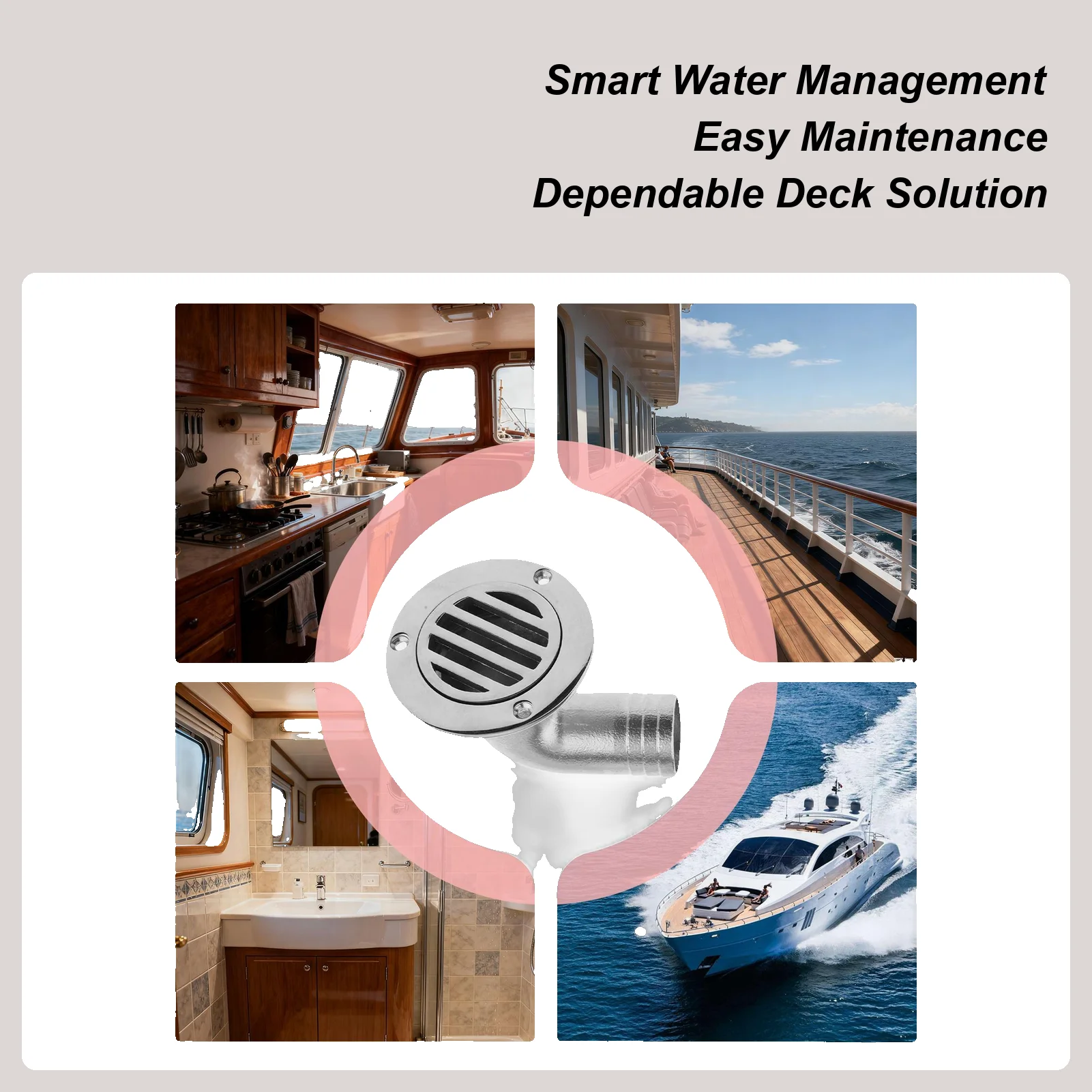 

Marine Deck Drain Stainless Steel Heavy Duty Drain Boat Deck Drainage Cover For Marine Yacht Ship Outdoor Bathroom Kitchen