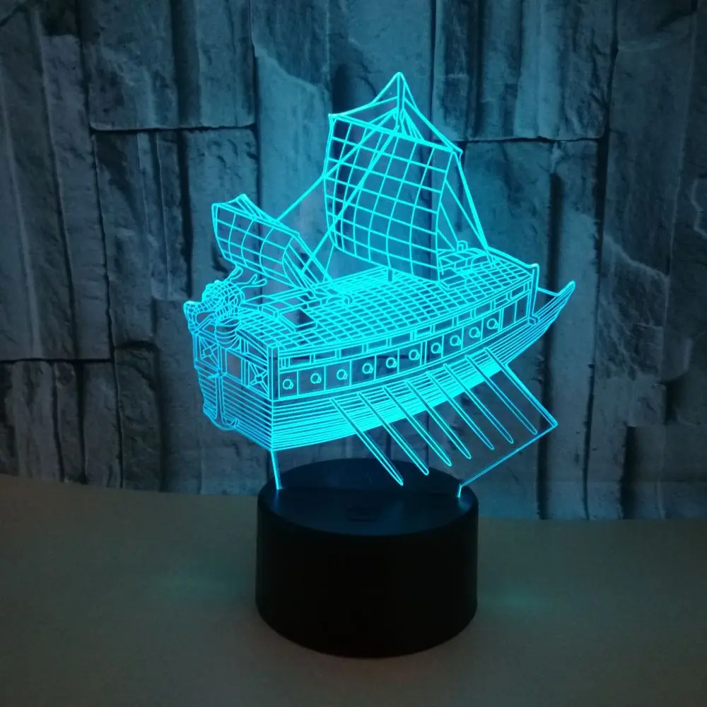 

New Sailing 3d Lamp 7 Color Touch Led Stereovision 3d Night Desk Lamps Home Gift Atmosphere Small Table Lamp