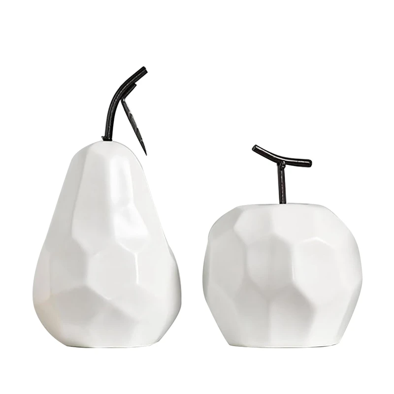 White Ceramic Fruits Statue Minimalist Modern Fruit Sculpture Ornaments For Bookshelf Home Wedding Party Easy To Use