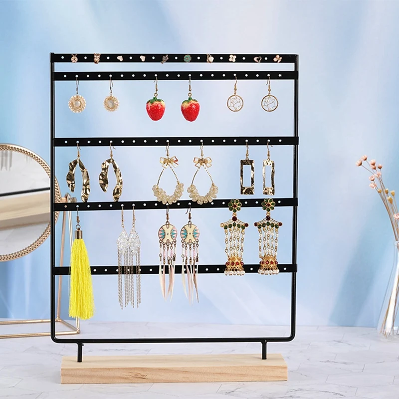 1 Piece Simple 5-Layer White 100-Hole Jewelry Rack Jewelry Storage Jewelry Rack Dressing Table Jewelry Display Durable