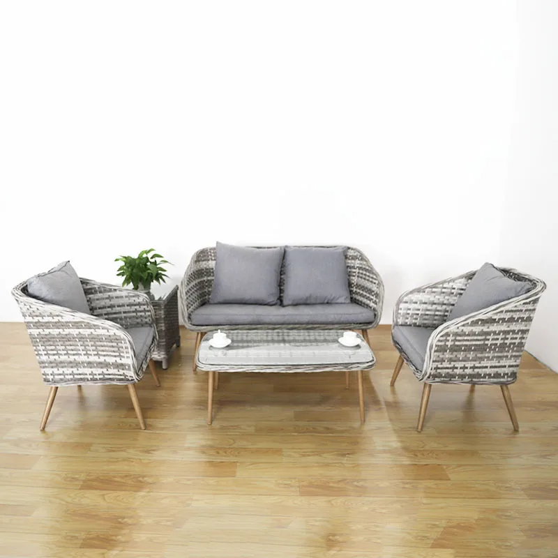 

High Quality Outdoor Rattan Furniture Wicker Sofa Set Table Chair Bistro Aluminum Conversation Set