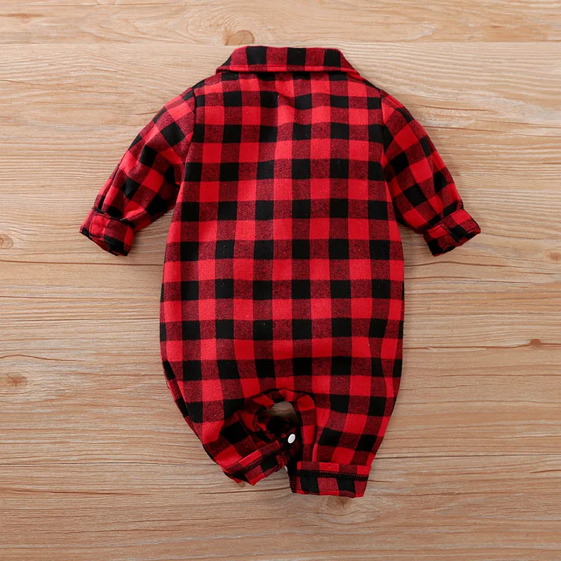 Prowow Newborn Baby Boy Clothes Red Plaid Boy Rompers Christmas Jumpsuit Gentleman Suit New Year Costume For Babies One piece