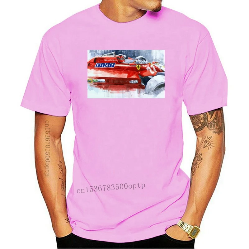 New Cotton Cool Design 3D Tee Shirts Artcars Gilles Villeneuve 1981 126C Grand Prix Car Inspired Muscle Men T Shirt