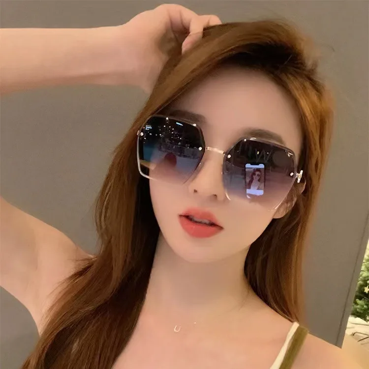 New Fashion Glasses Women's Rimless Cut Border UV Sunglasses Summer SunT113