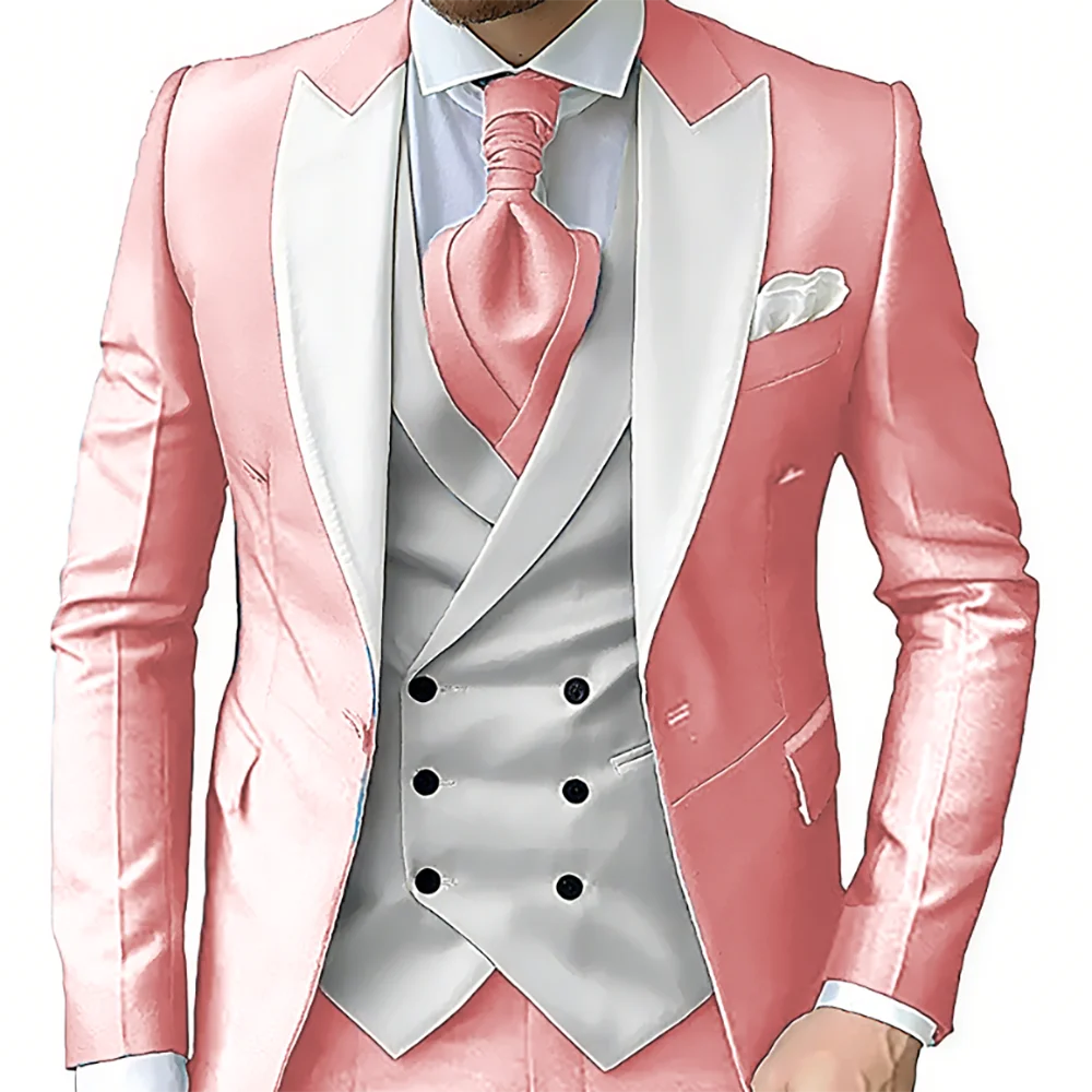 

Men's Suit Set Slim Fit Three Pieces(Vest+Blazer+Trousers) Business Formal Office Wear Wedding Groom Tuxedo 2025 Premium