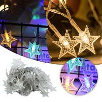 Led Pentagram Star String Lights Outdoor Solar Garden Camping Tent Atmosphere Holiday Lighting Christmas Decoration Lights