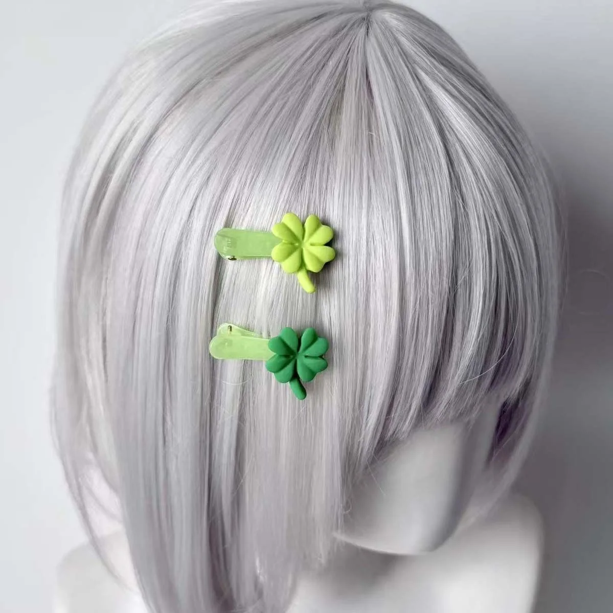 1 Pair Four-leaf Clover Hair Clip Fresh Green Hairpins For Mori Girl Bangs Duckbill Hair Clip Cute Side Lolita Hair Accessory
