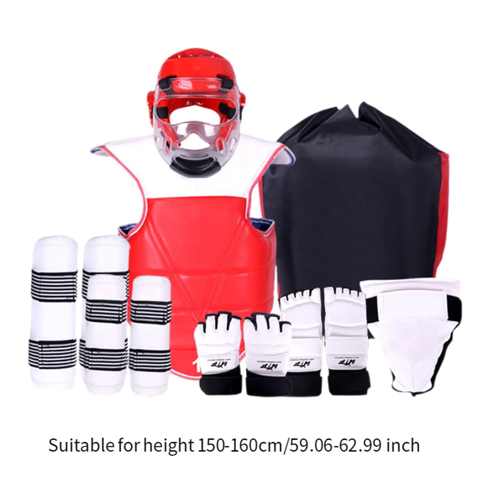 8 pezzi Taekwondo Sparring Gear imbottito protezione inguine Taekwondo pettorale braccio protezioni per le gambe per Karate Sanda Muay Thai Kickboxing MMA