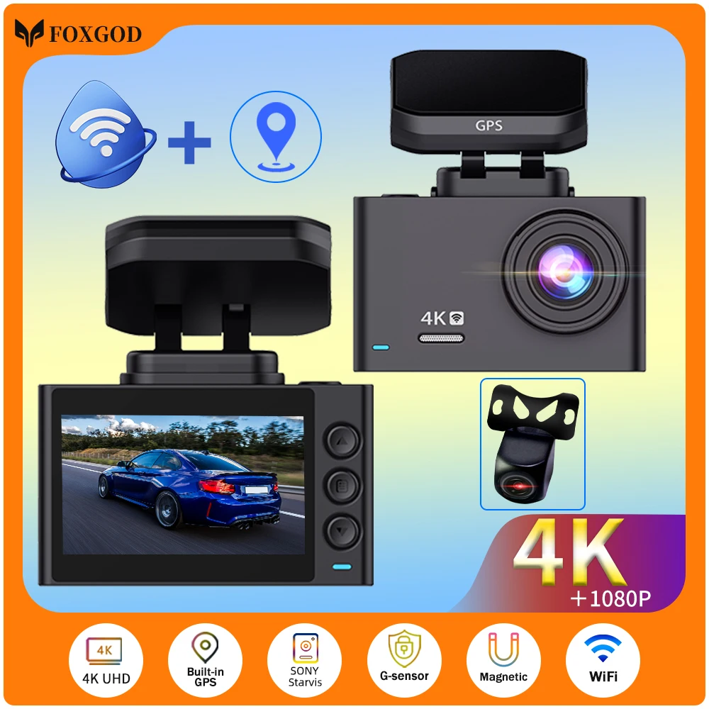 Car DVR Dash Cam 4K UHD 2160P Built-In GPS Wi-Fi Video Recorder Parking Monitor WDR Night Vision Dashboard Camera Sony Starvis