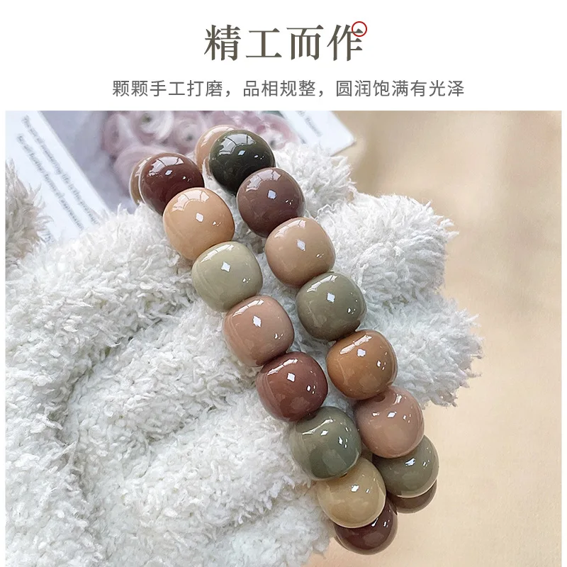 10-13MM Large Size Natural Real Bodhi Root Bracelet Rare Colored Male and Female Buddha Beads Plate Playing Bangle Hand Jewelry