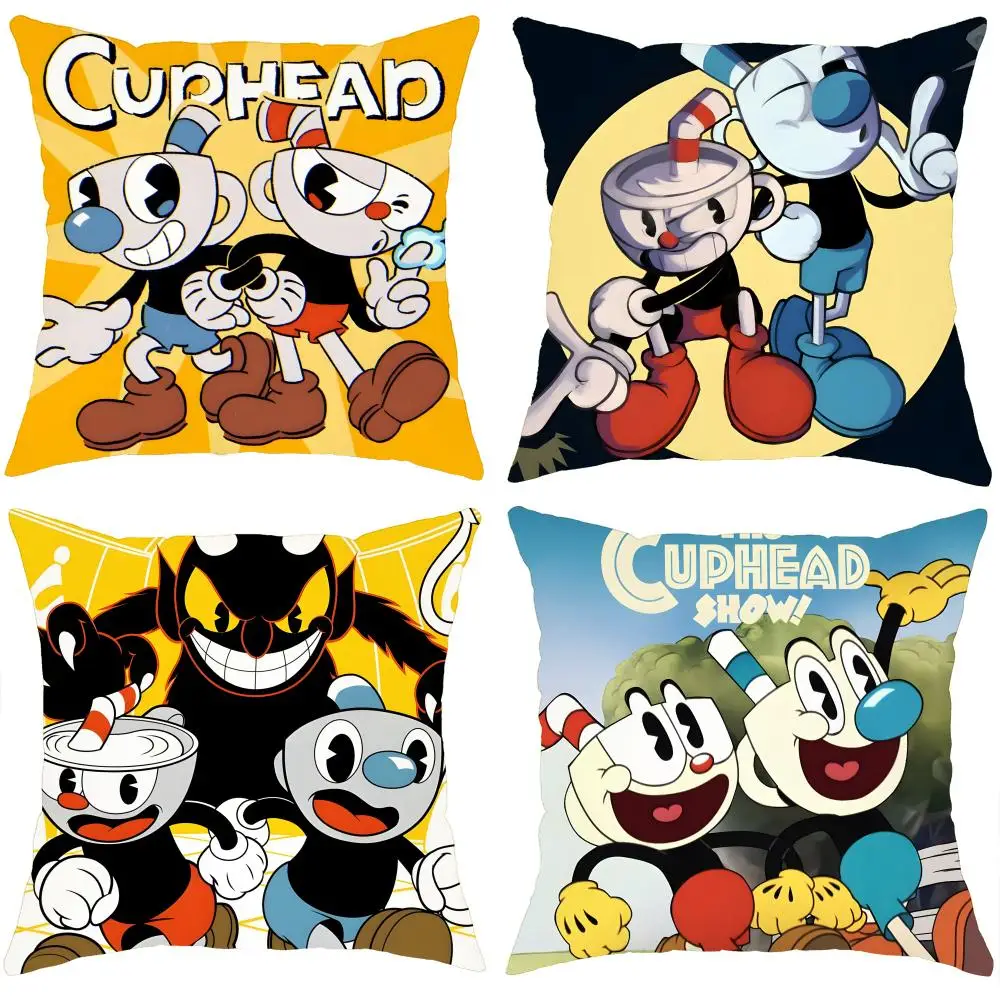 

Cartoon C-Cuphead Cushion Cover Comfortable Reversible Pillow Cover Ideal for Car Sofa Bedroom & Beyond