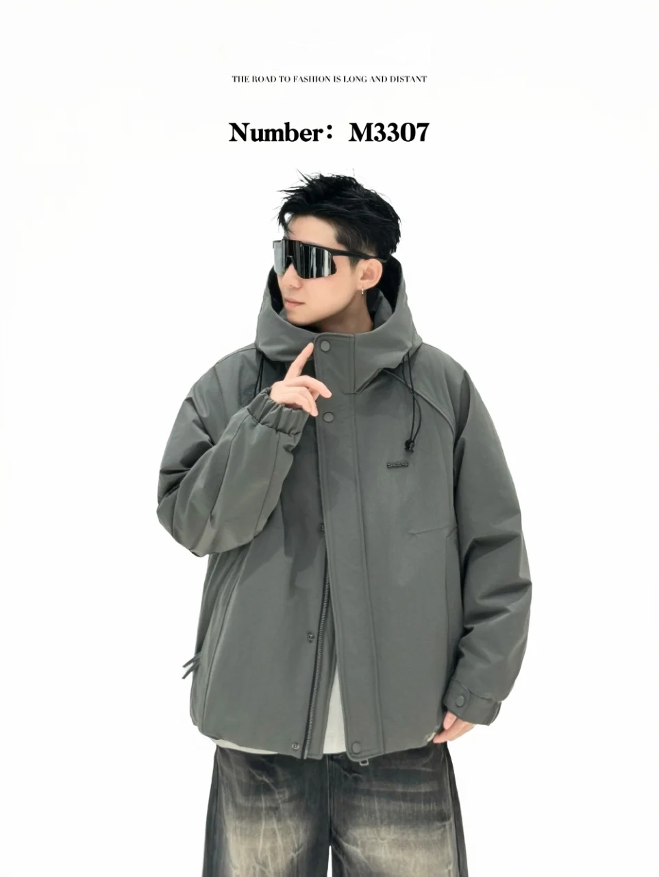 

Autumn Winter Thiened Loose Hooded Jaet Men's Trendy Cotton Filled Sports Outdoor Warmth Clothing Long Sve Zipper Closure