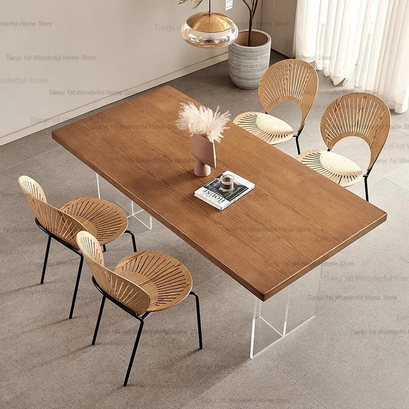 Nordic Dinette Dining Tables Wooden Kitchen Acrylic Living Room Dining Tables Japanese Coffee Home Furniture Mesa Comedor LLDT