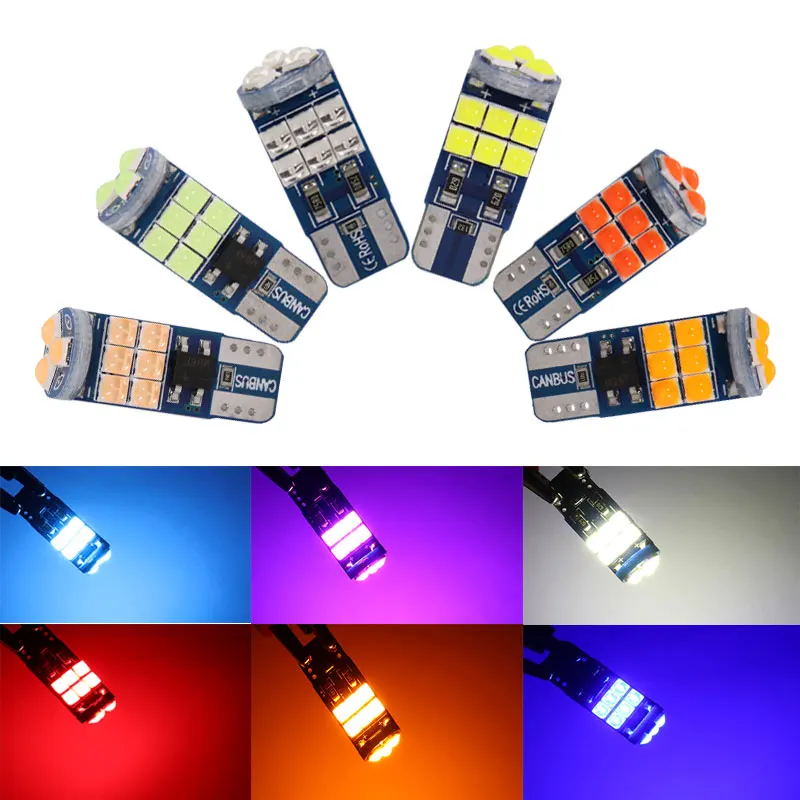 

10 шт., Автомобильные светодиодные габаритные огни T10 W5w 15smd