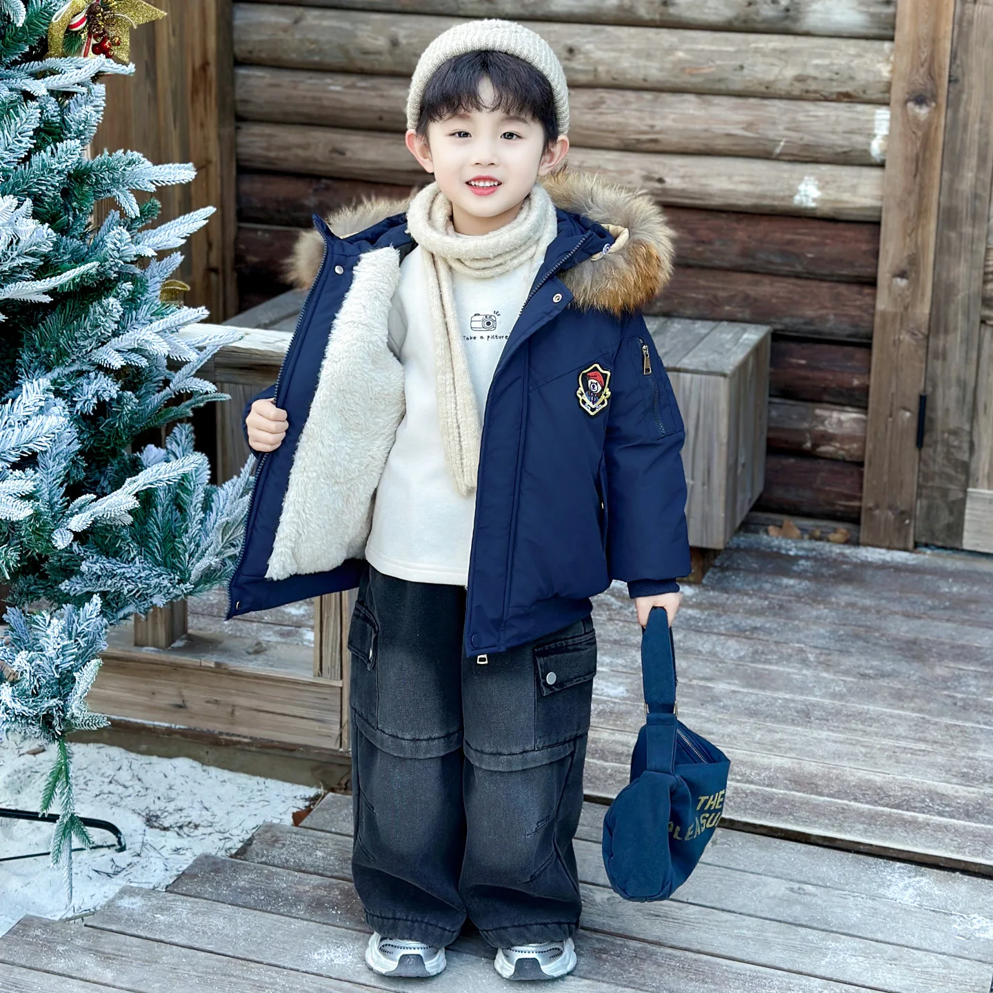 

Утепленная парка для мальчиков на флисовой подкладке, осенне-зимняя, с капюшоном, из хлопка, модная детская одежда, водонепроницаемая, стандартный крой