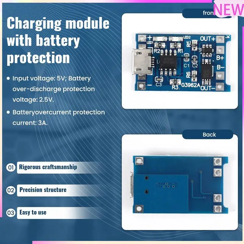 B27B 6 uds para módulo de carga TP4056 con protección de batería 18650 BMS 5V Micro-USB 1A placa de carga para 18650