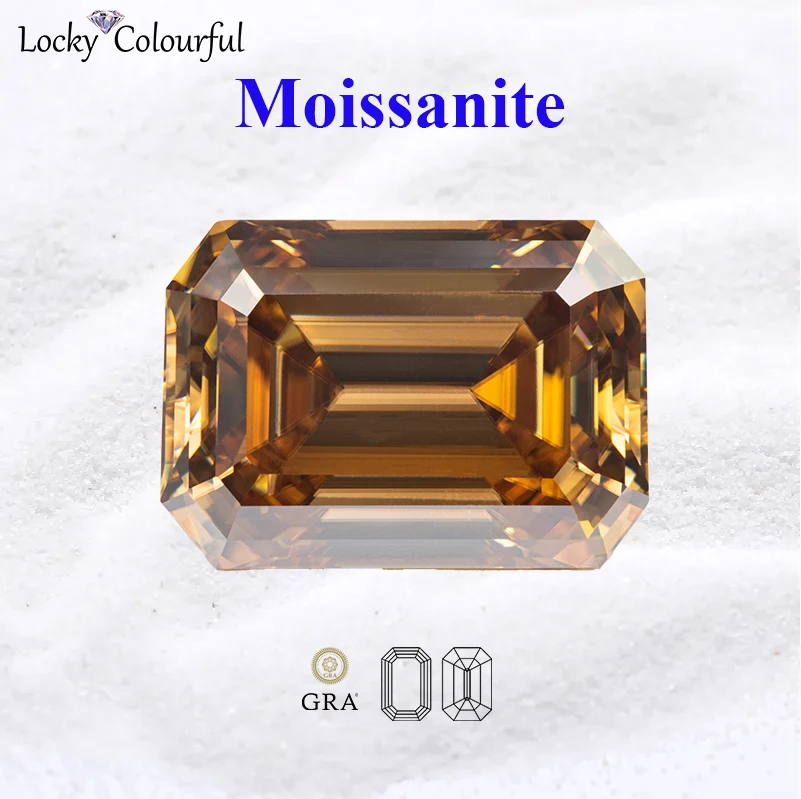 

Moissanite Emerald Cut Natural Coffee Color VVS1 with GRA Certificate for DIY Beads Charms Jewelry Making Necklace Materials