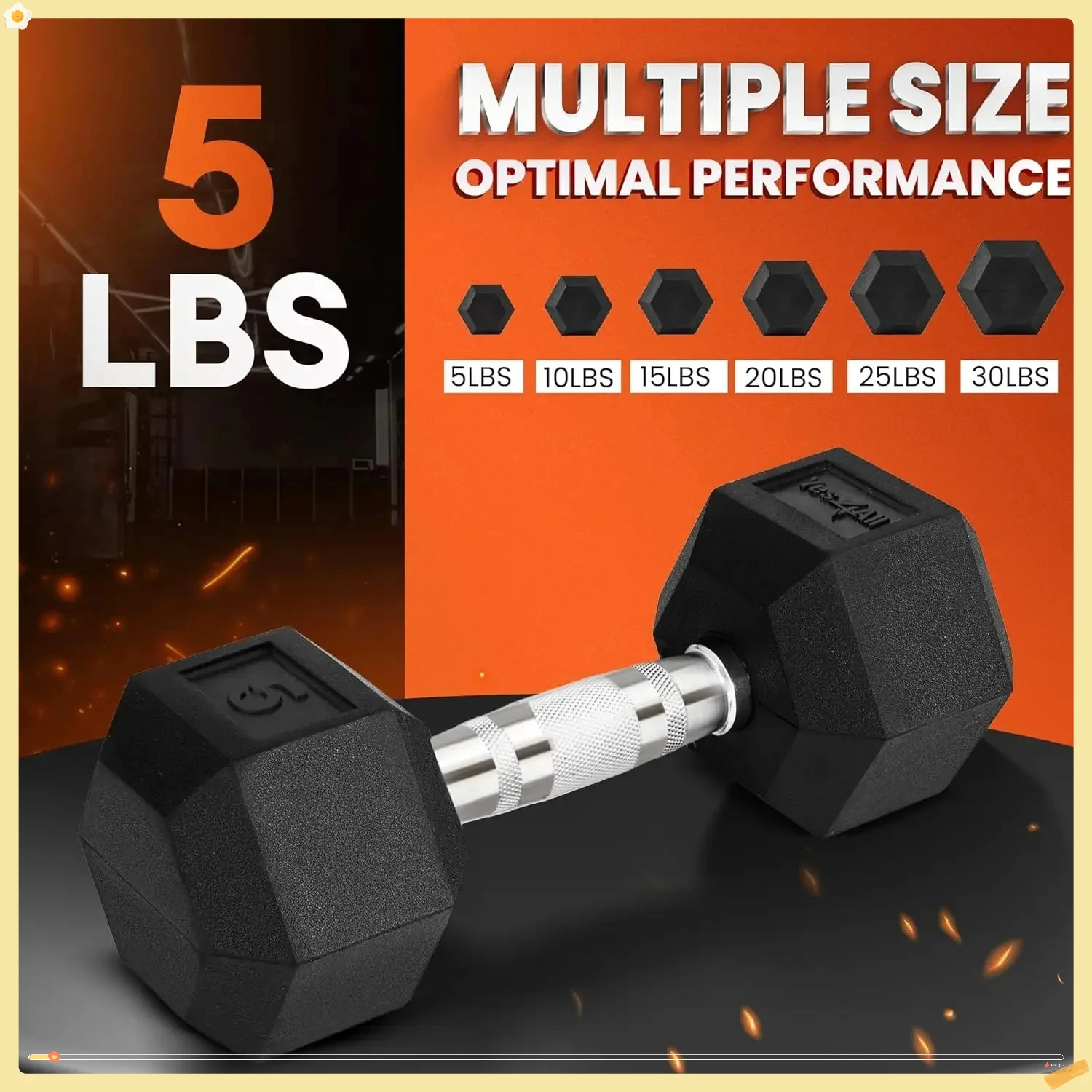 وزن خالي من الكروم بوزن 5 رطل، شكل سداسي يمنع المتداول. مثالية لصالة الألعاب الرياضية المنزلية والقوة وتدريبات القلب واللياقة البدنية لجميع المستويات.