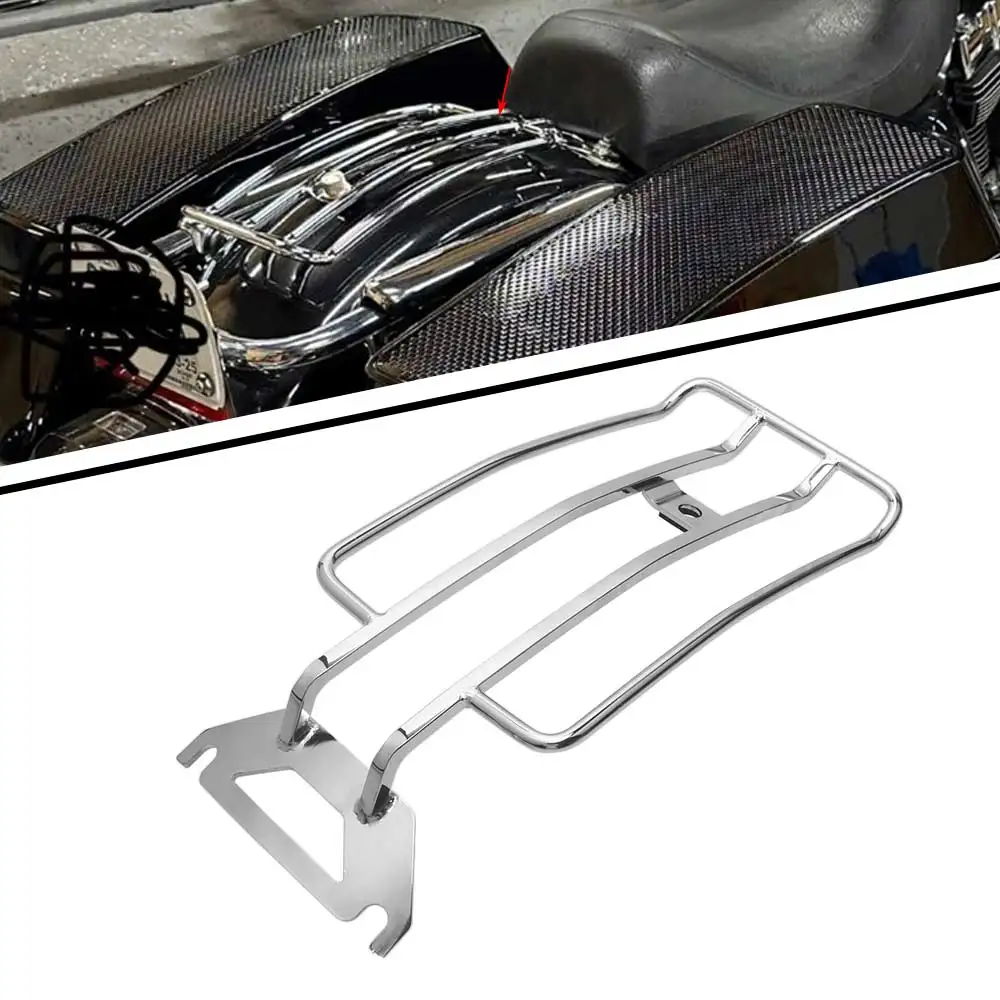 Motorcycle Black Rear Luggage Rack Carrier Solo Seat Heavy Duty Metal For Harley Davidson Electra Glide Standard-FLHTC 1998-2006
