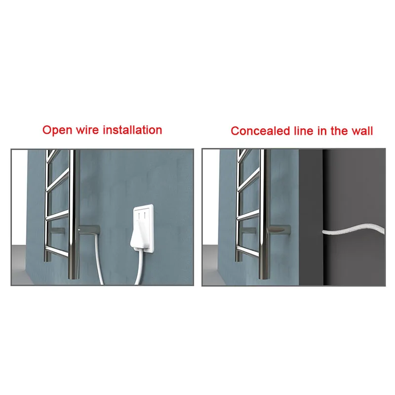 304 aço inoxidável Toalha de parede Rack de secagem, 304 aço inoxidável, aquecedor de ouro, Toalha aquecida, Aquecimento elétrico, Banheiro e WC