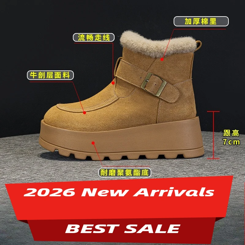 

Snow Boots Winter Plush 2026 Thick Sole Women's Fashion Warm Snow Cotton Shoes Retro Women's Boots Zippered Boots Winter Woman
