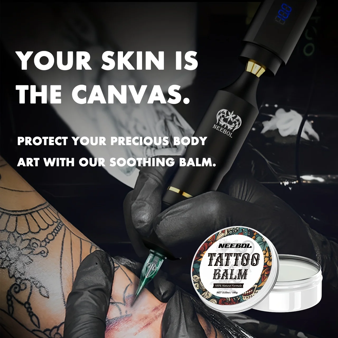 1pc Tattoo Aftercare Butter Balm, Moisturizing Tattoo Cream for Old & New Tattoos, Helps Enhance Tattoo Color Appearance, Easy Daily Care Balm, Gift for Tattoo Artists, Professionals, Beginners & Body Art Lovers view 3