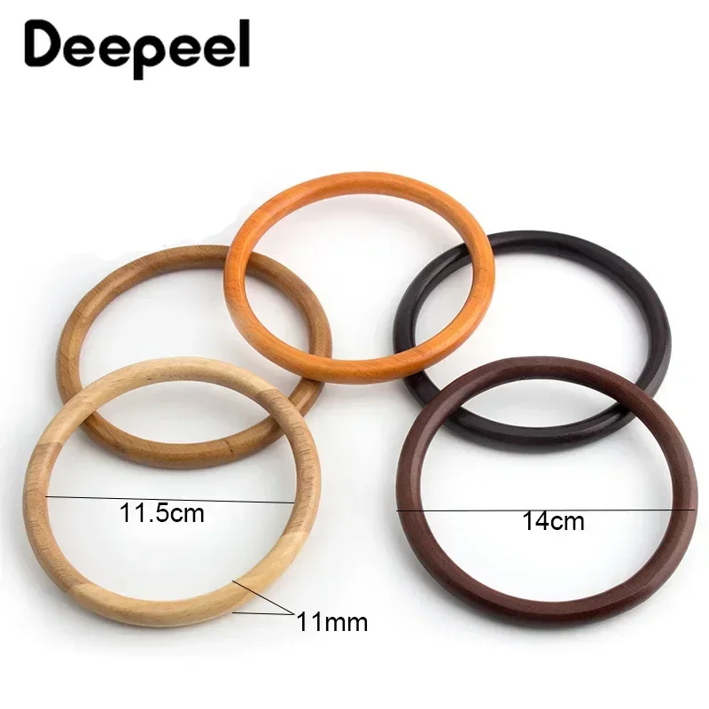 2Pcs Deepeel 11/14cm Solid Wood Handle Wooden Ring Oak Handbag Purse Frames Diy Handmade Bag Sewing Brackets Kiss Clasp Handles