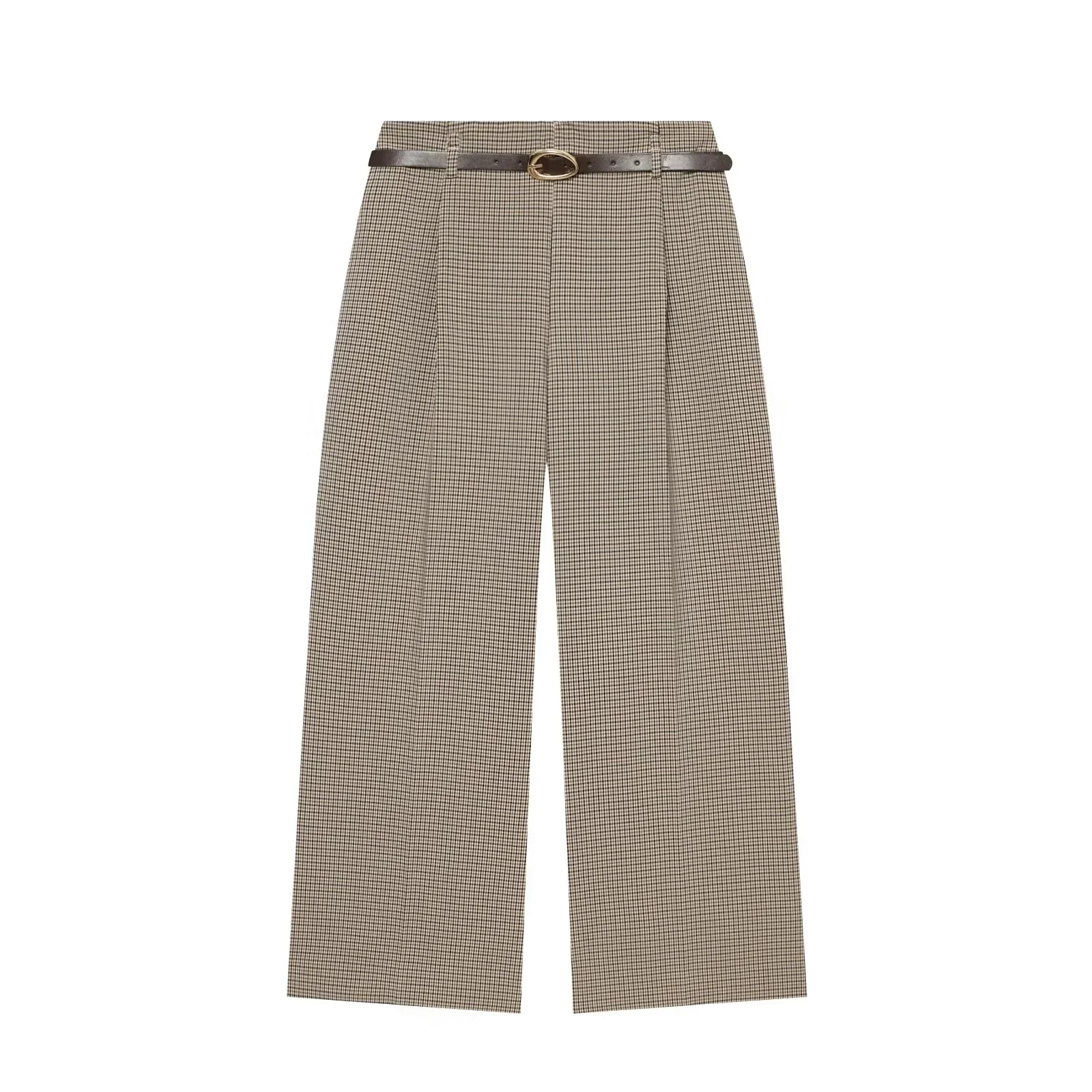 KONDALA Damen Klassisches Elegantes Kariertes Hosen-Set Vintage Lässige Doppelreihige Weste, Gürtel-Crop-Hose 2026 Herbst Chic Pendler-Set – Detail 12