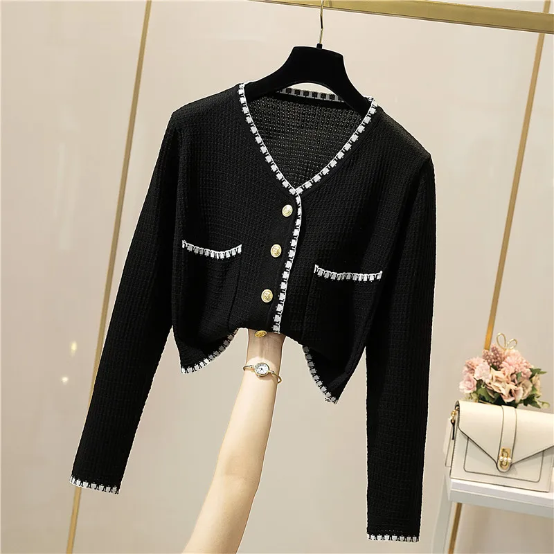 Sweet Sle Ice Silk ort Thin Long Sve V-Ne เสื้อถักผู้หญิงเสื้อแจ๊กเก็ตคาร์ดิแกนหลวมพอดีวิทยาลัย Sweet Sle
