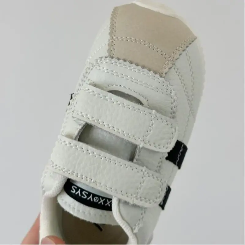 2024 Autumn New Genuine Leather Boys Fashion Sports Shoes for Girls Versatile Breathable Forrest Gump Casual Board Shoes Black 2