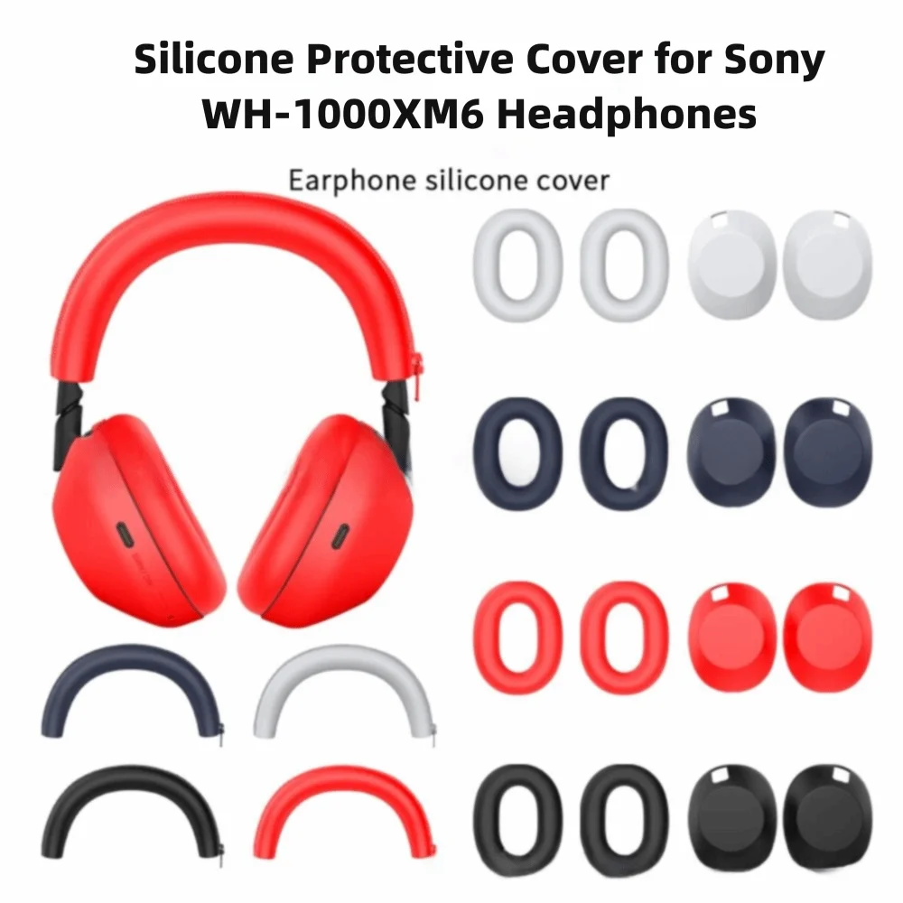 Cuffie in silicone Cuscinetti Cover Antiurto Anti-polvere Auricolari di ricambio Custodia protettiva morbida per fascio di testa per Sony WH-1000XM6
