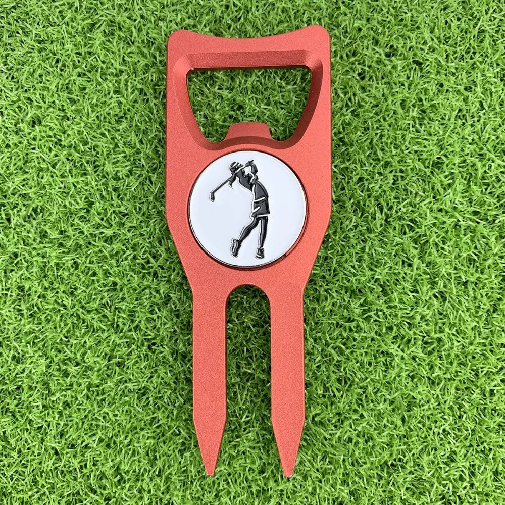 Spot Golf Accessories Aluminum Alloy Multifunctional Green Fork Bottle Opener Magnetic Cap Clip Ball Marker Golf