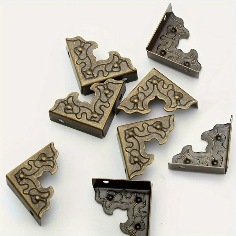 20 Stück antikes Möbelzubehör, Metall-Eckenschutz, Metallhandwerk, Schmuckschatulle, Kantenschutz, Ecke 25 mm, rechtwinklig