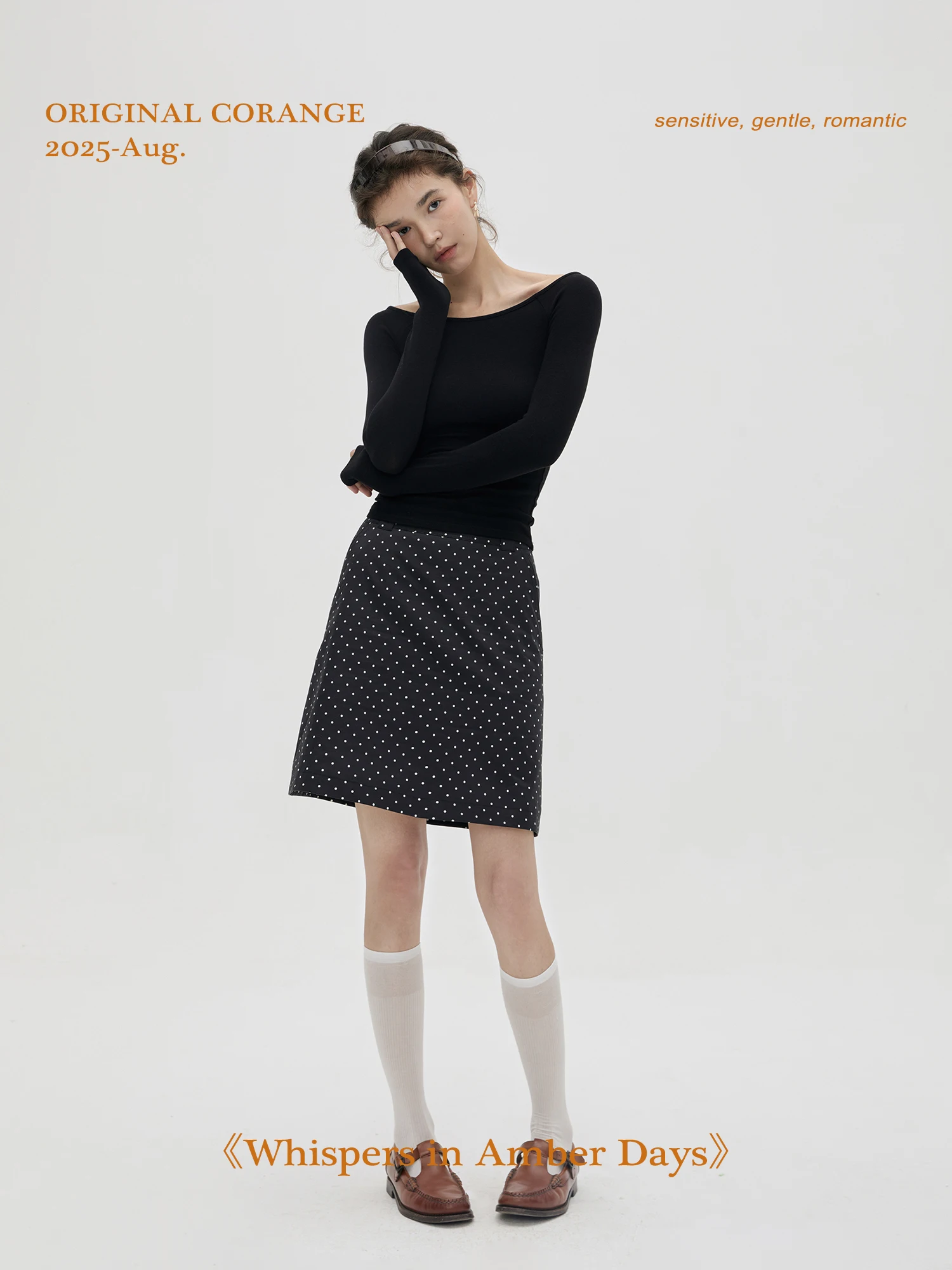 

Faionable Retro A-Line Skirt l Stripe Bla Polka Dot High Waist Casual Cotton Polyester Blend College Sle