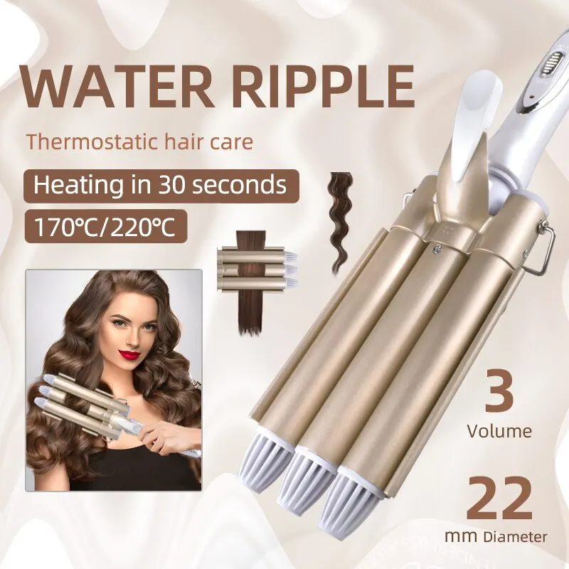 Kemei-1010 Professional Hair Tools Curling Triple Barrel Hair Styler Hair Curlers Electric Curling Hair Waver Styling Tool
