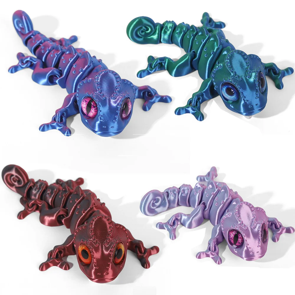 3D Printing Chameleon Figures Multi-joint Movable Simulation Eyes for Home Accessories Kids Gift Living Room Decoration