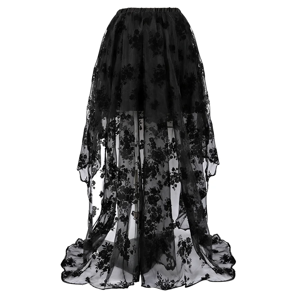 

Long Fluffy Tulle Skirt Maxi Elastic Corset Accessories Ruffled Chiffon Lace Midi Gothic White Black Victorian Burlesque Costume