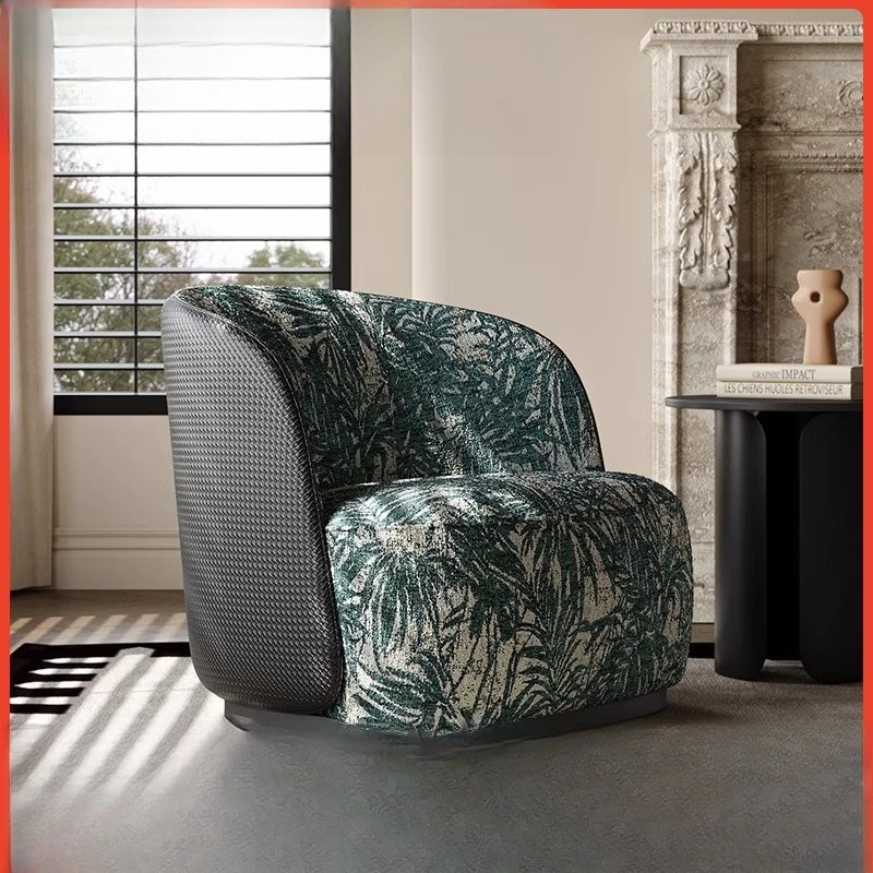 Sofa Chair Single Designer Embroidered Leather Art Single Living Room Leisure Balcony Sofa