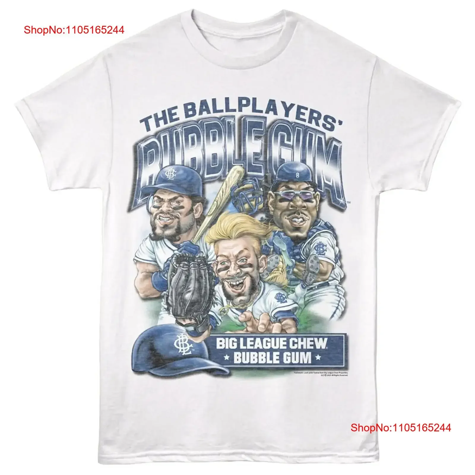 تي شيرت بيسبول Big League Chew Bubblegum تي شيرت BALLPLAYERS GUM TEAM قطن أبيض عتيق مغسول ملابس الشارع الشهير موضة أوم قابلة للتنفس
